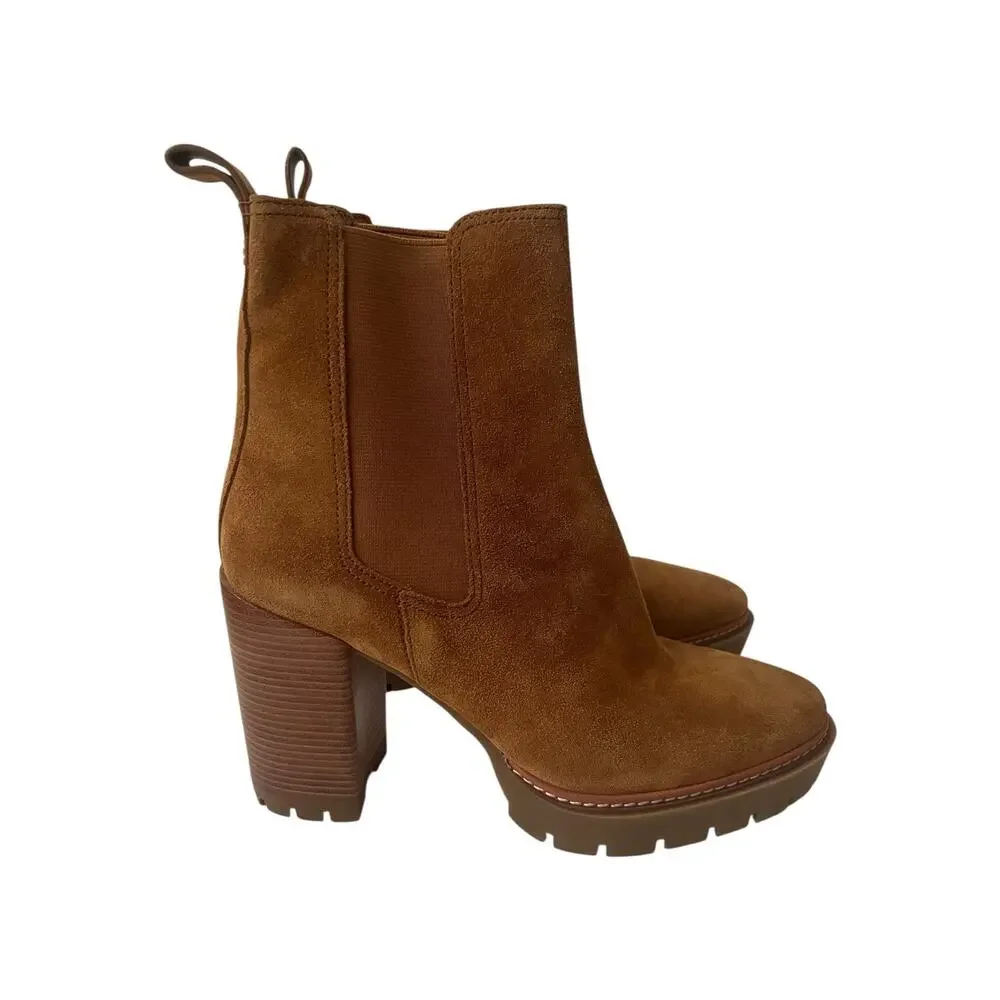 Tory Burch Chelsea 70MM Suede Lug Sole Boots Size 9